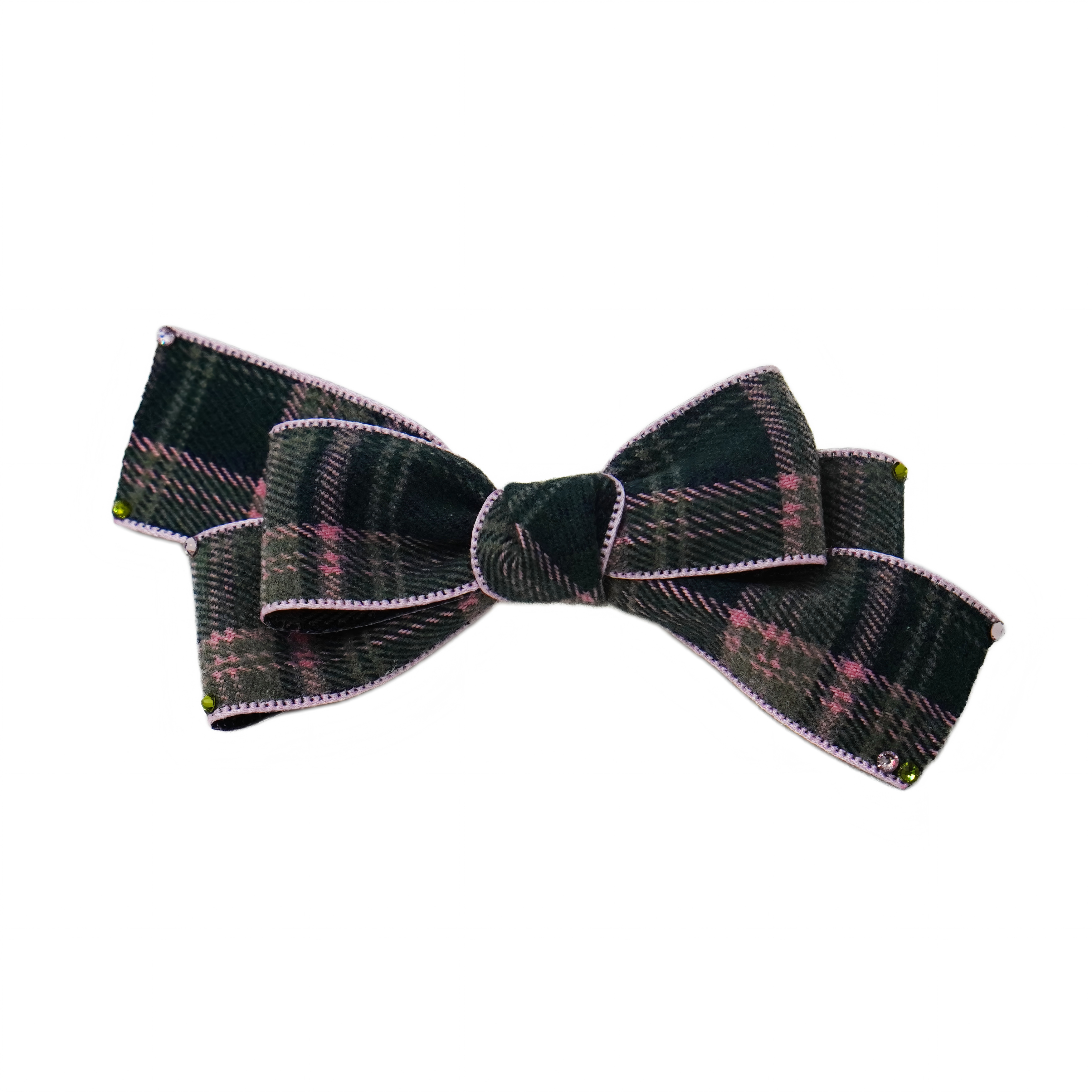Lunapaw Tweed Plaid Ribbon-Tail Bow Fabric Top Clip TP2013