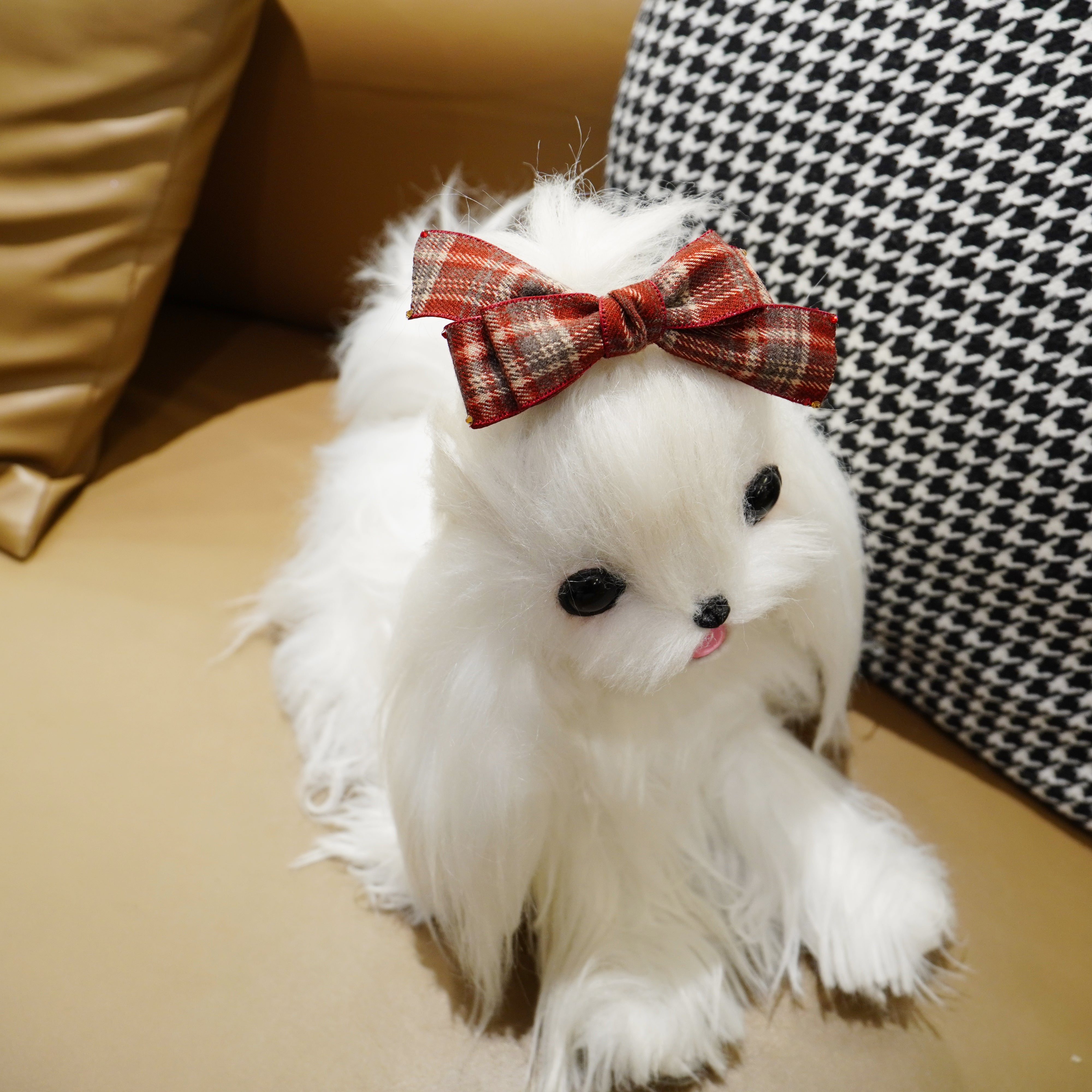 Lunapaw Tweed Plaid Ribbon-Tail Bow Fabric Top Clip TP2013