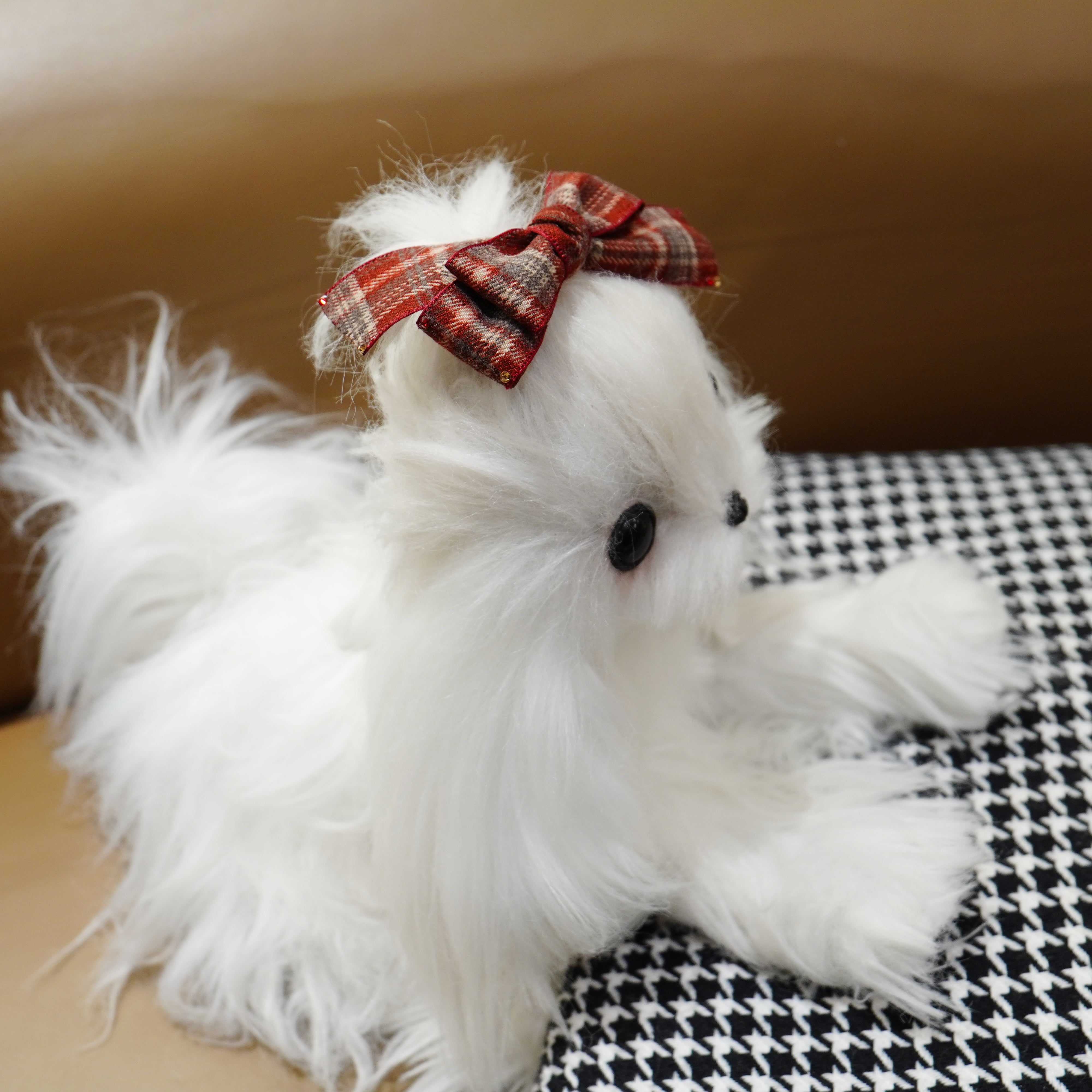 Lunapaw Tweed Plaid Ribbon-Tail Bow Fabric Top Clip TP2013