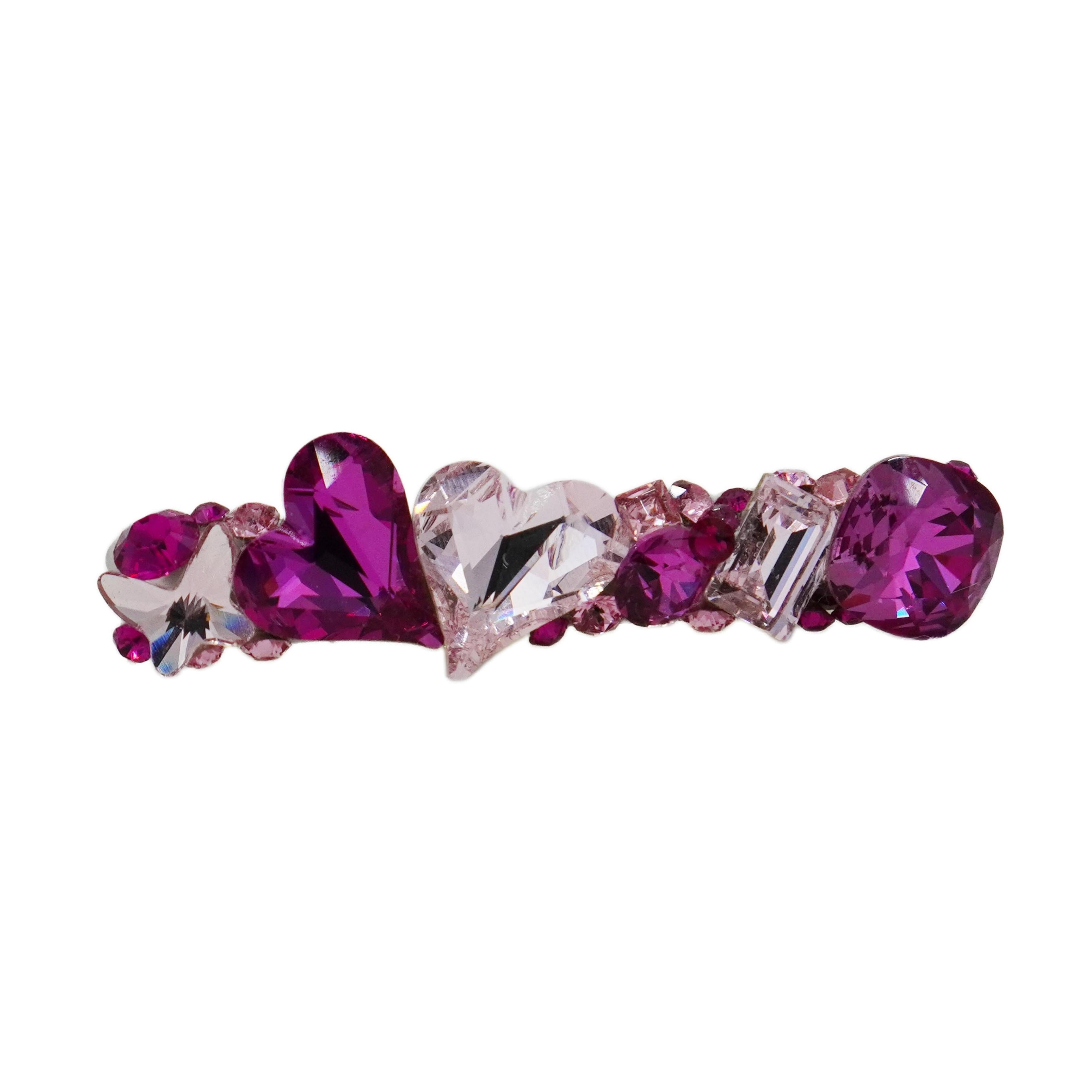 Lunapaw Double Heart Bar Luxury Crystal Top Clip TP36