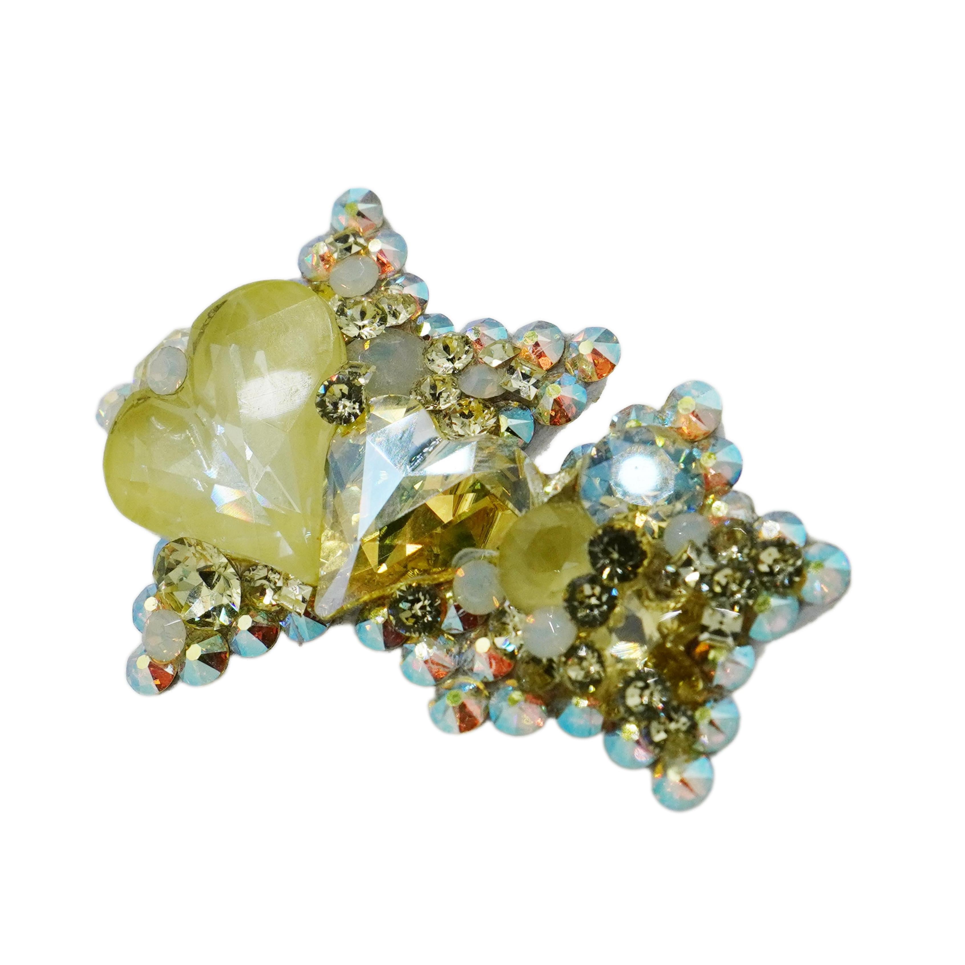 Lunapaw Double Star & Double Heart Luxury Crystal Top Clip TP20