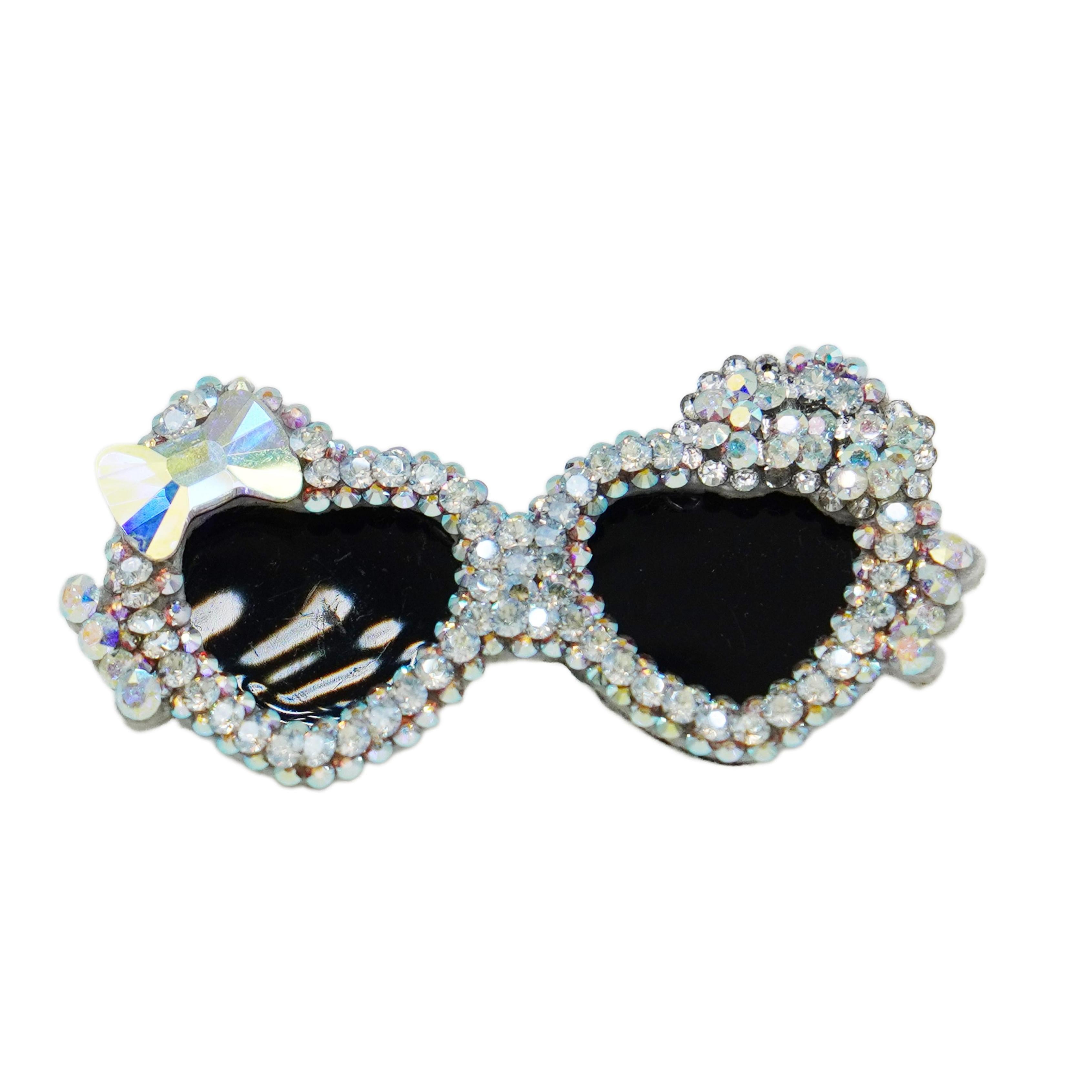 Lunapaw Heart Bow Sunglasses Luxury Crystal Top Clip TP26
