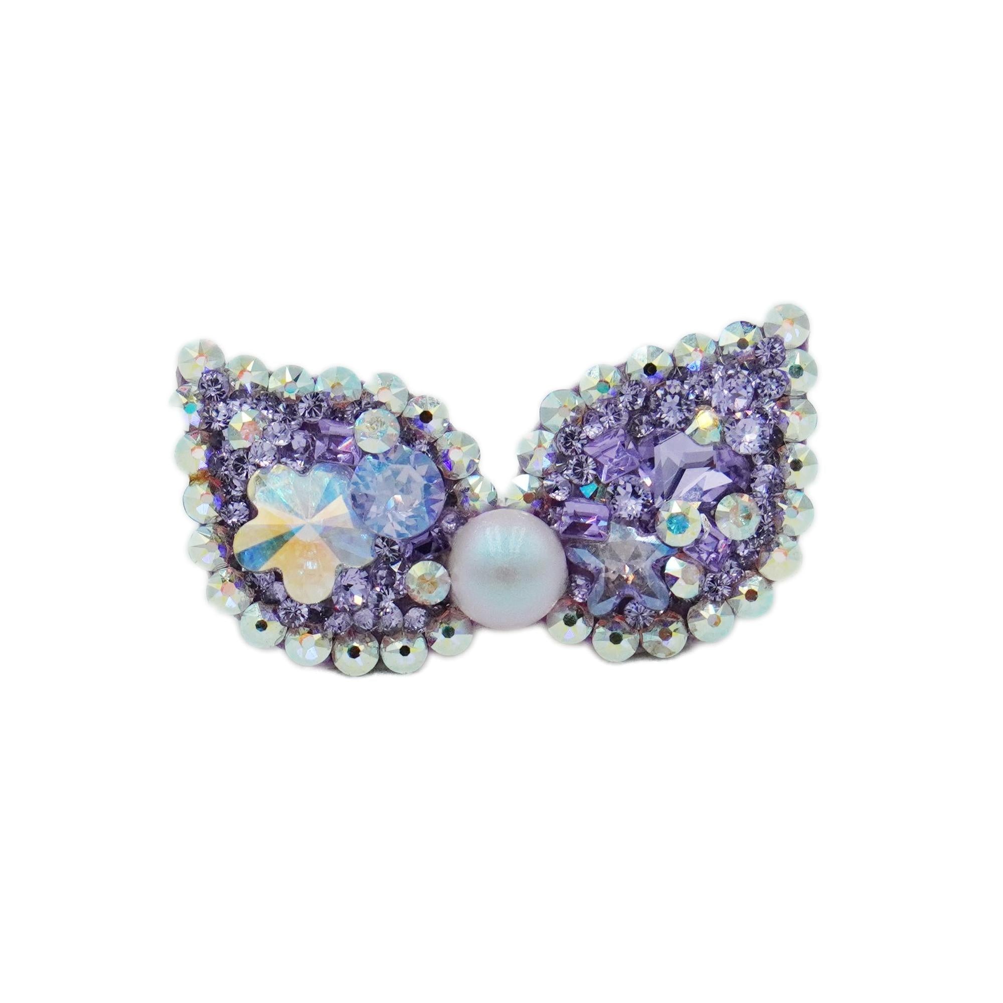 Lunapaw Plum Blossom Heart “Little Witch” Bow Luxe Crystal Top Clip TP12