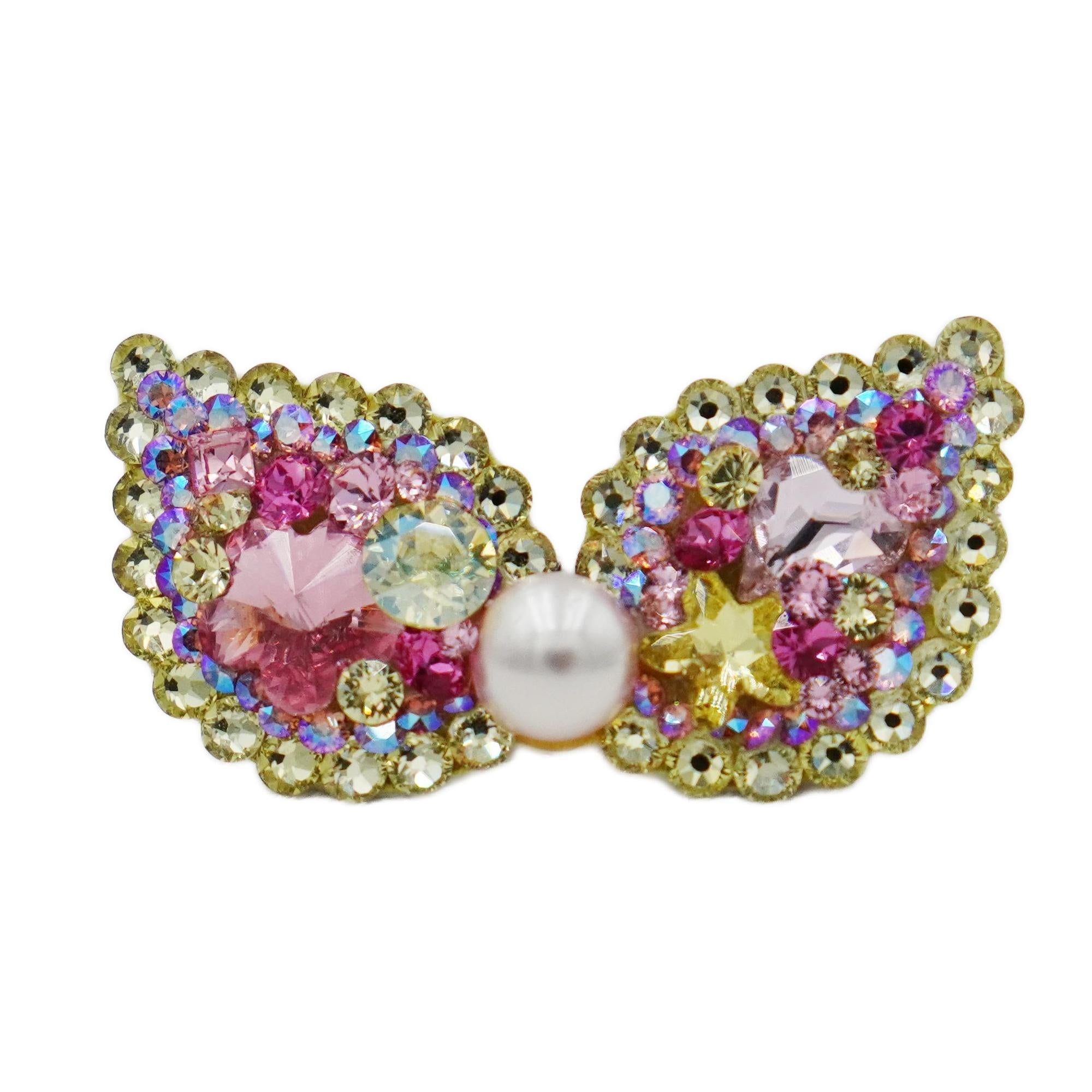 Lunapaw Plum Blossom Heart “Little Witch” Bow Luxe Crystal Top Clip TP12