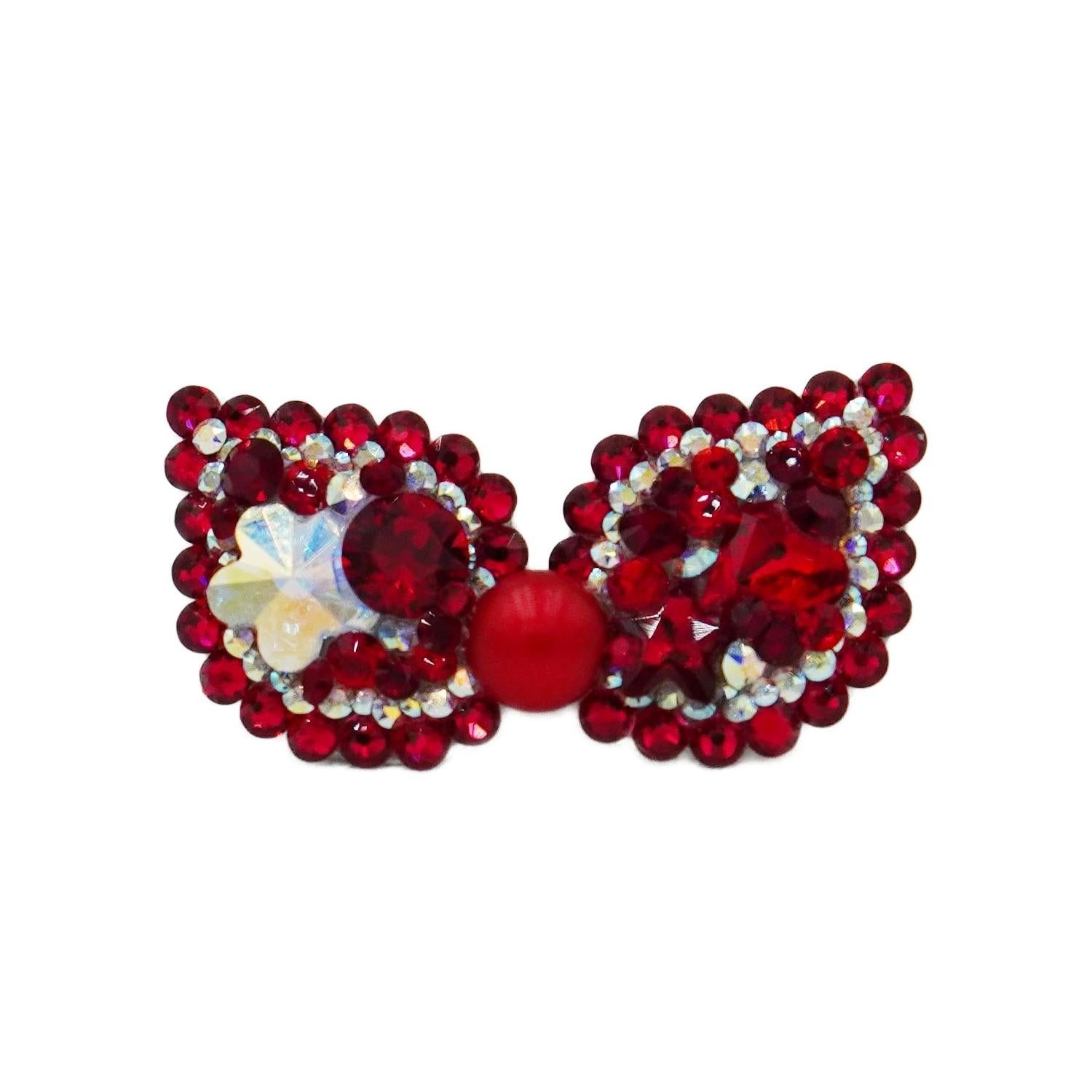 Lunapaw Plum Blossom Heart “Little Witch” Bow Luxe Crystal Top Clip TP12