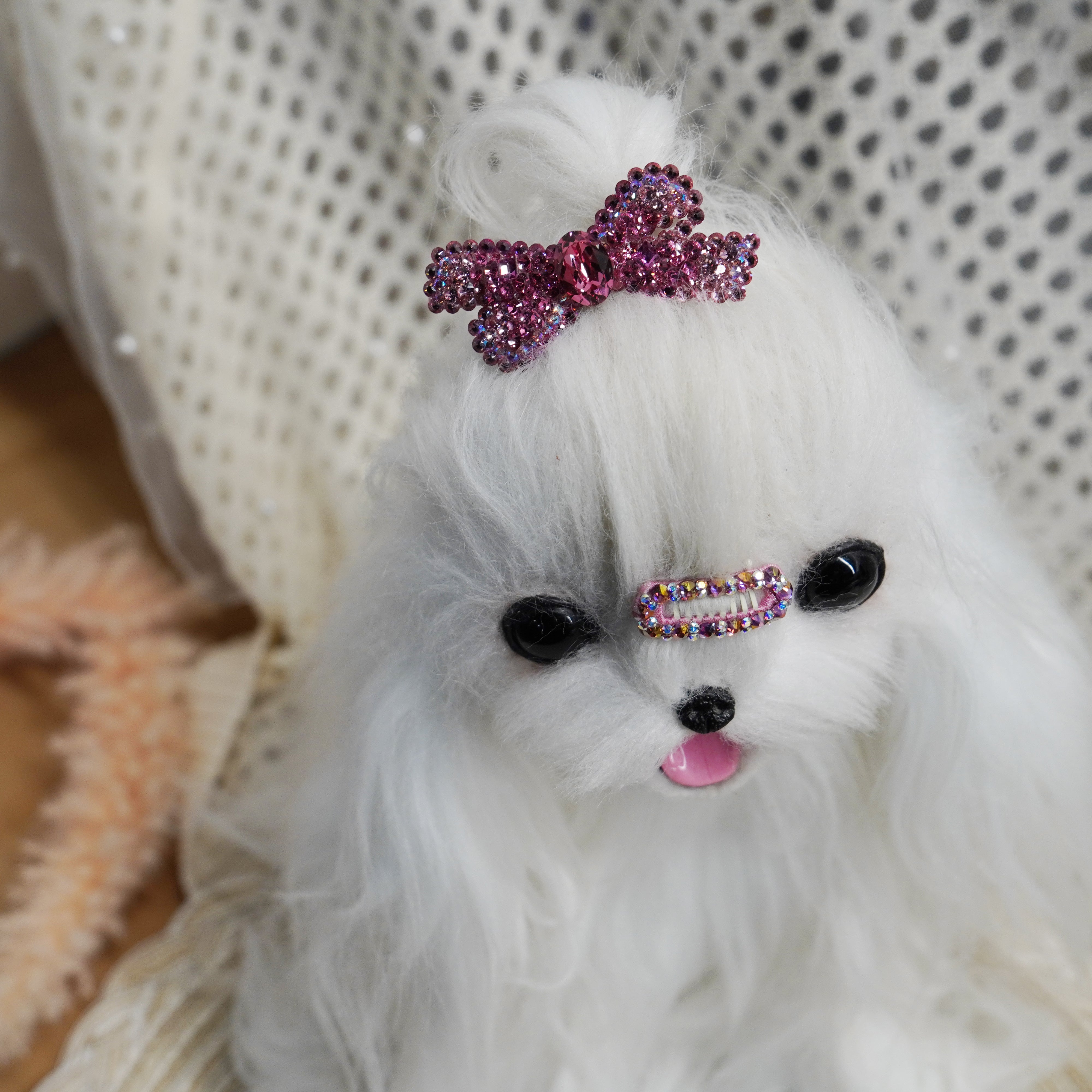 Lunapaw Structured Star Ribbon Bow Luxury Crystal Top Clip TP15