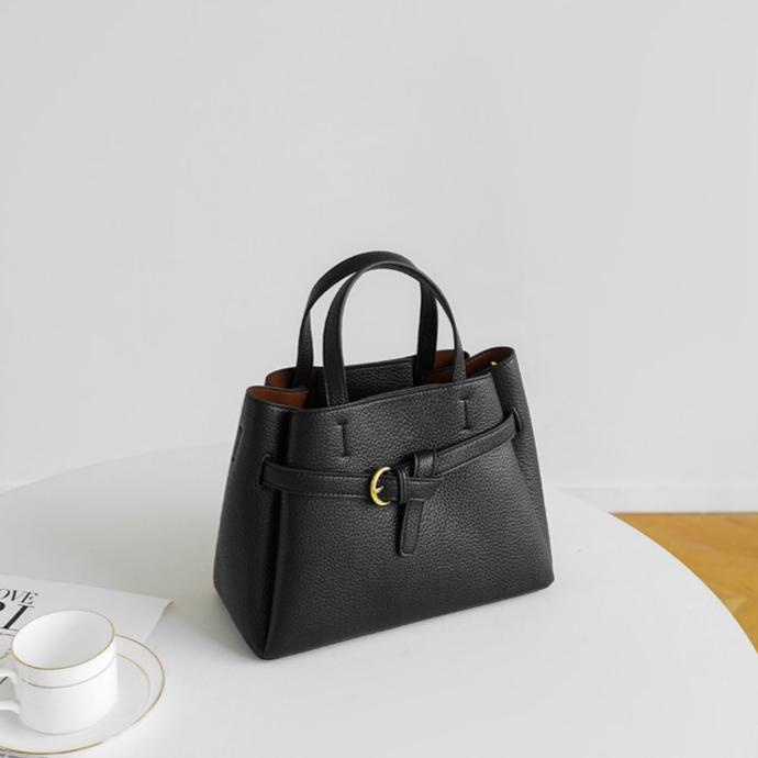 Lychee-Grain Belted Top Handle Bag CJ40