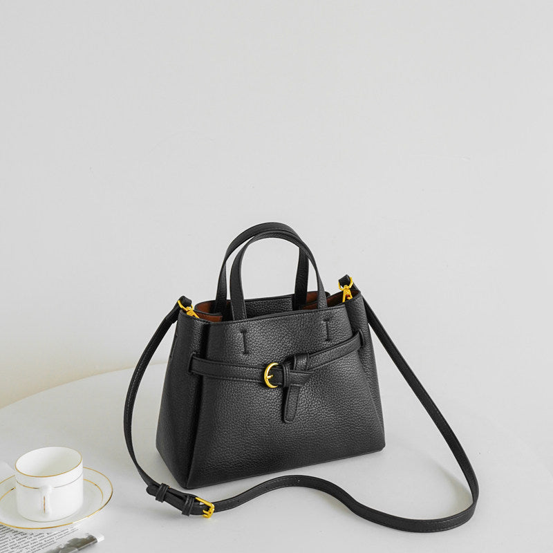 Lychee-Grain Belted Top Handle Bag CJ40