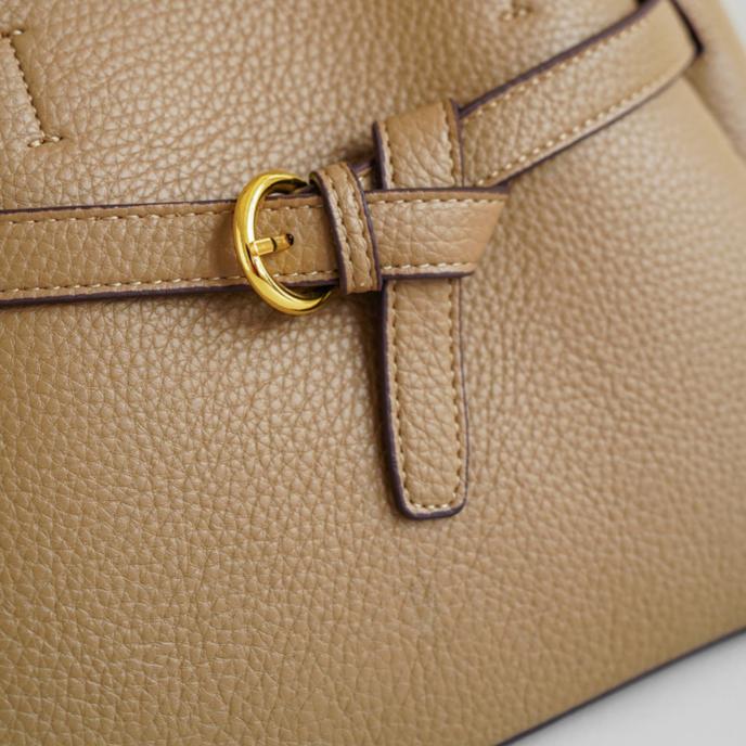 Lychee-Grain Belted Top Handle Bag CJ40