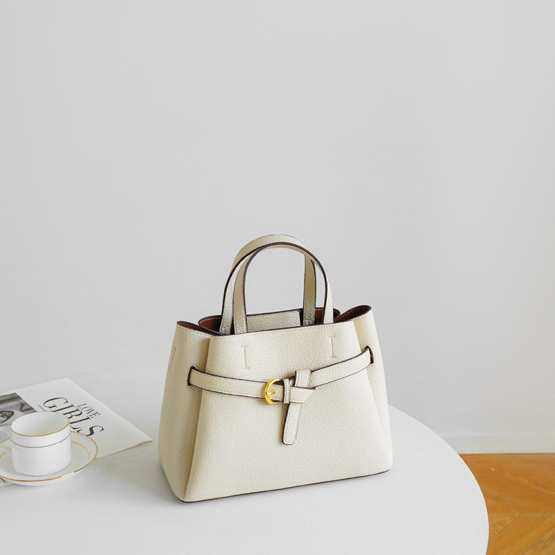 Lychee-Grain Belted Top Handle Bag CJ40