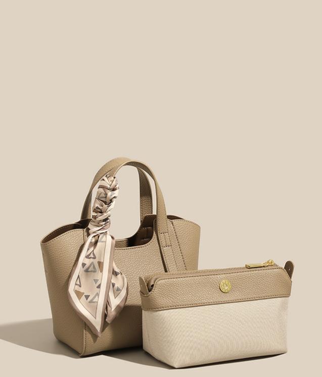 Maëlle Silk-Scarf Leather Mini Tote MT21