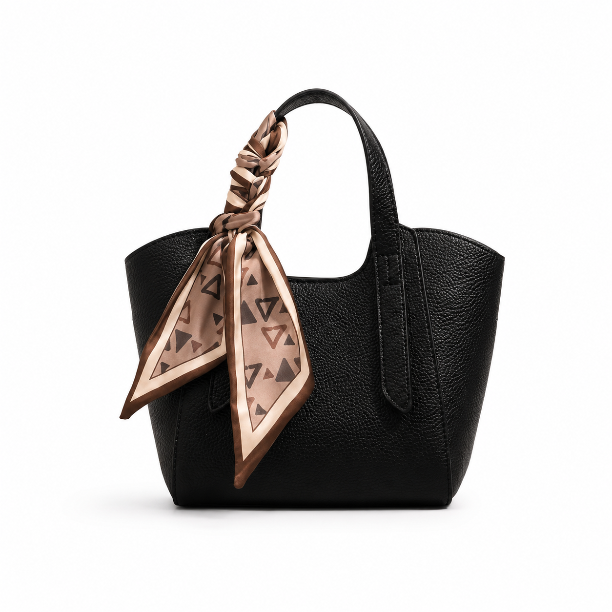 Maëlle Silk-Scarf Leather Mini Tote MT21