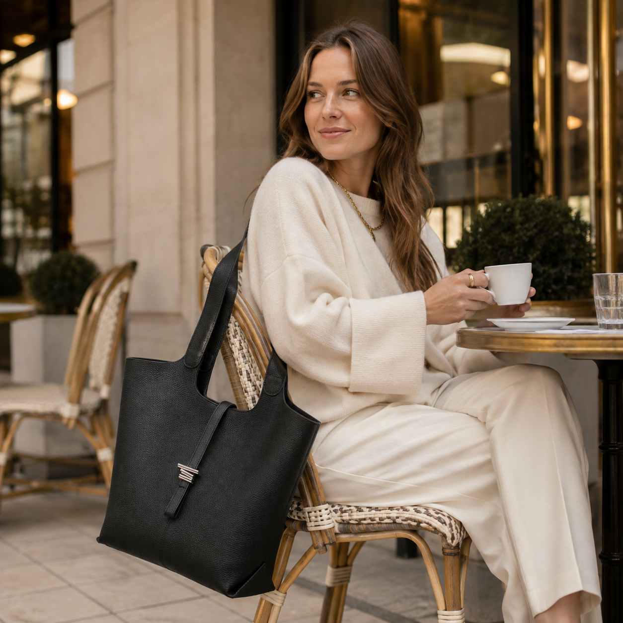 Margaux Soft-Grain Leather Tote Bag MT42