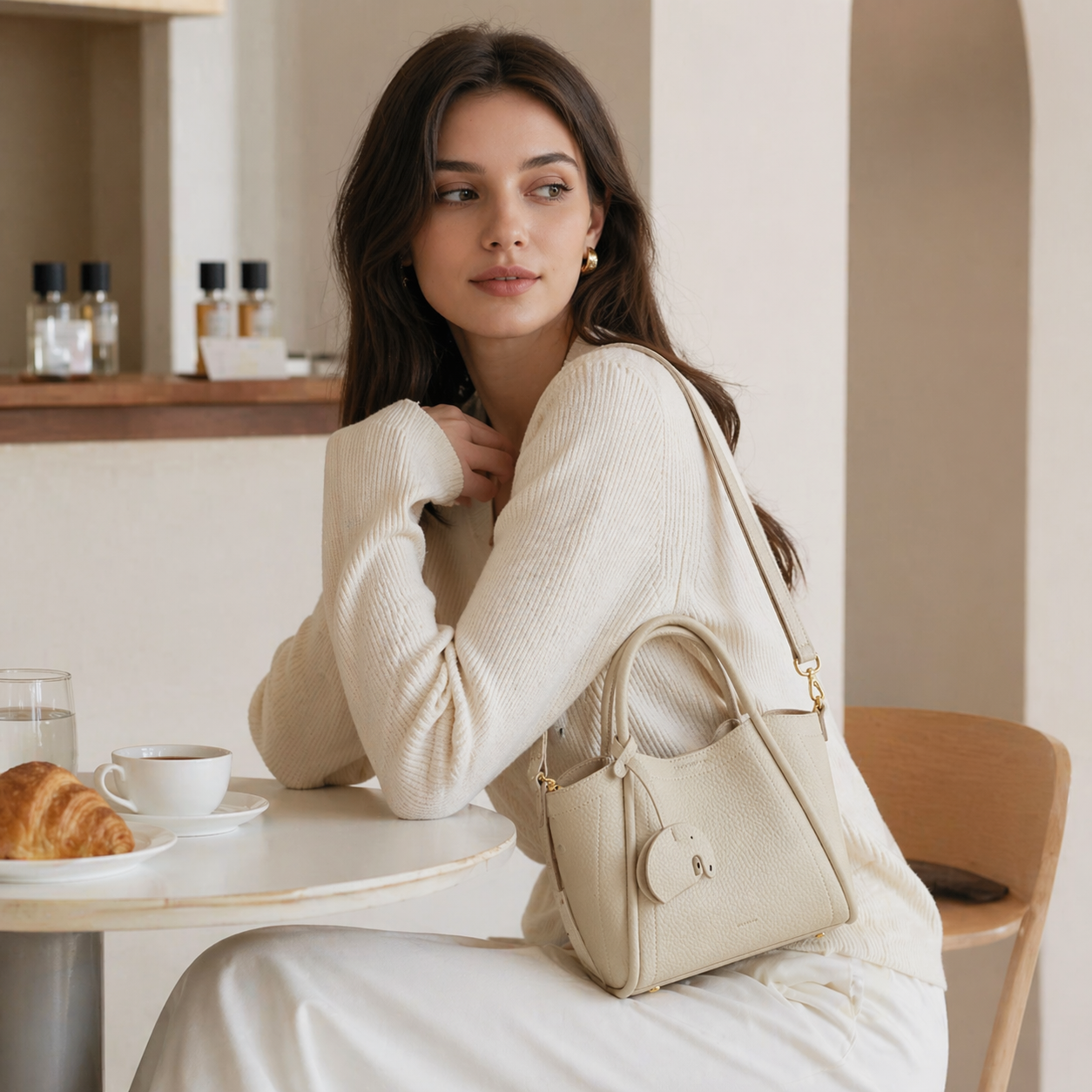 Mini Bucket Tote in Pebbled Vegan Leather DW50