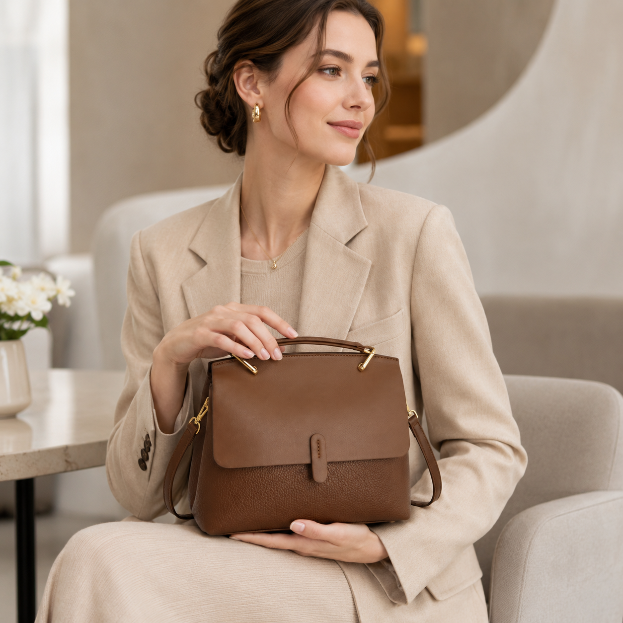 Mirelle Cocoa Top Handle Bag CZ156