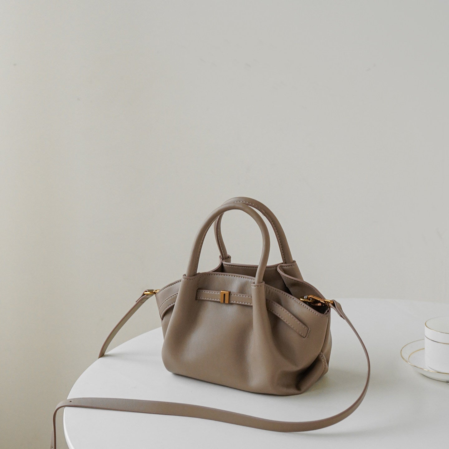 Nappa-Grain Structured Bucket Bag CJ312