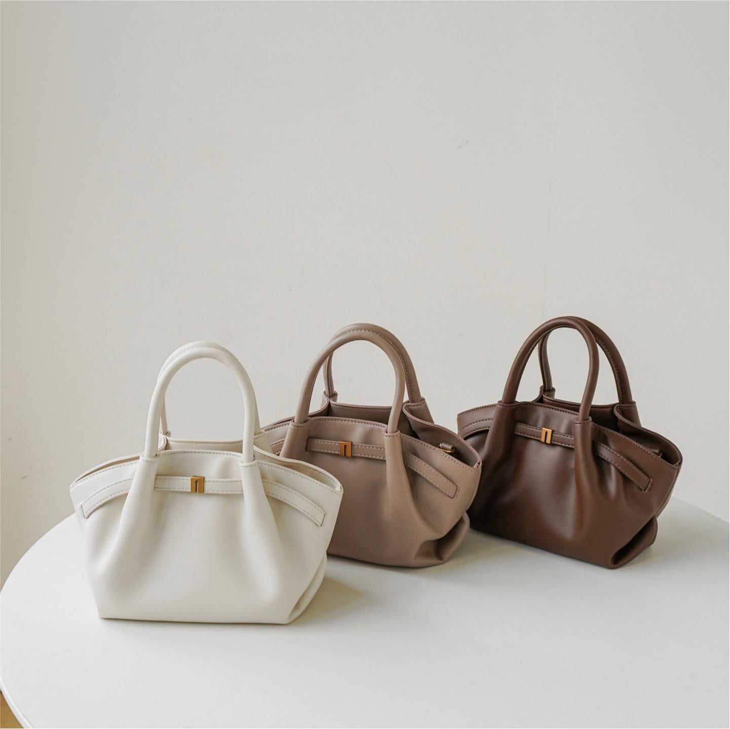 Nappa-Grain Structured Bucket Bag CJ312