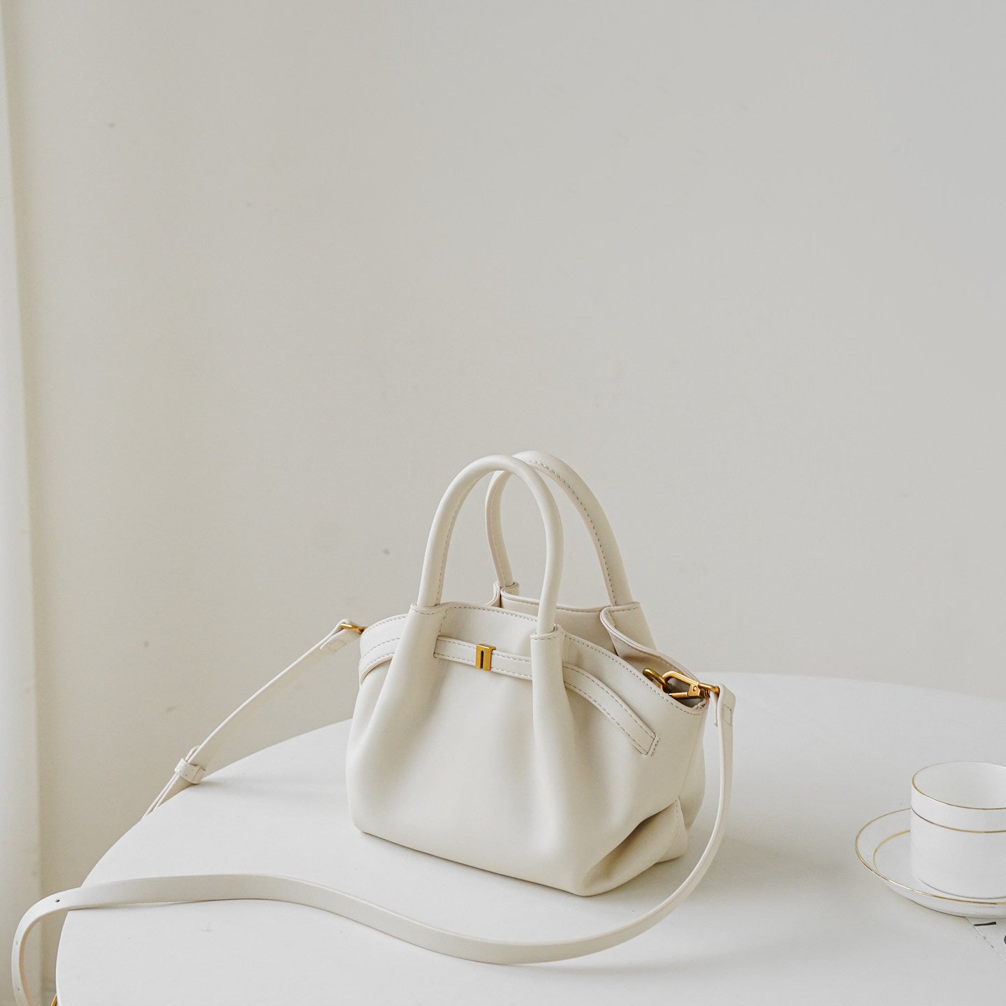 Nappa-Grain Structured Bucket Bag CJ312