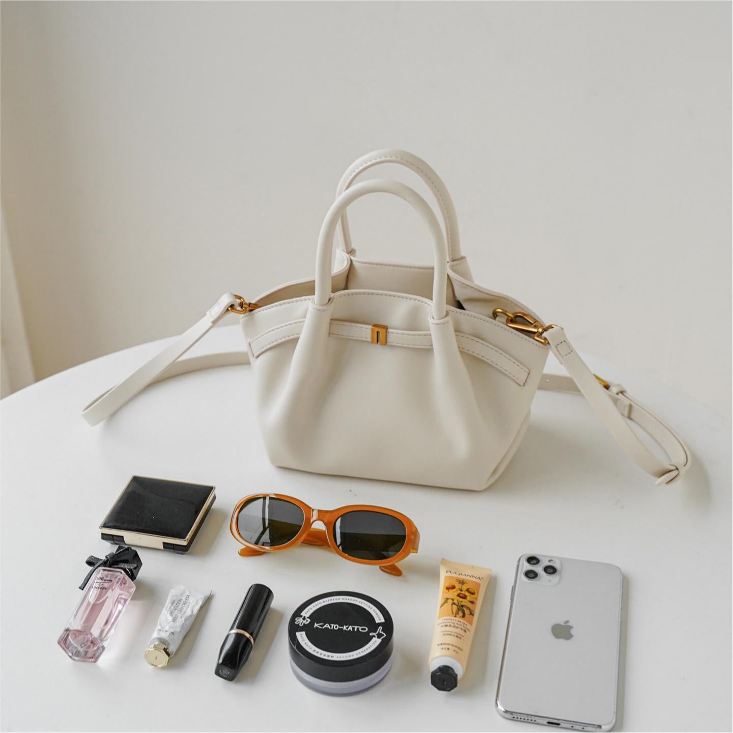 Nappa-Grain Structured Bucket Bag CJ312