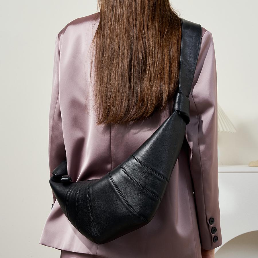 Noëlle Soft Lambskin Crescent Shoulder Bag NC42