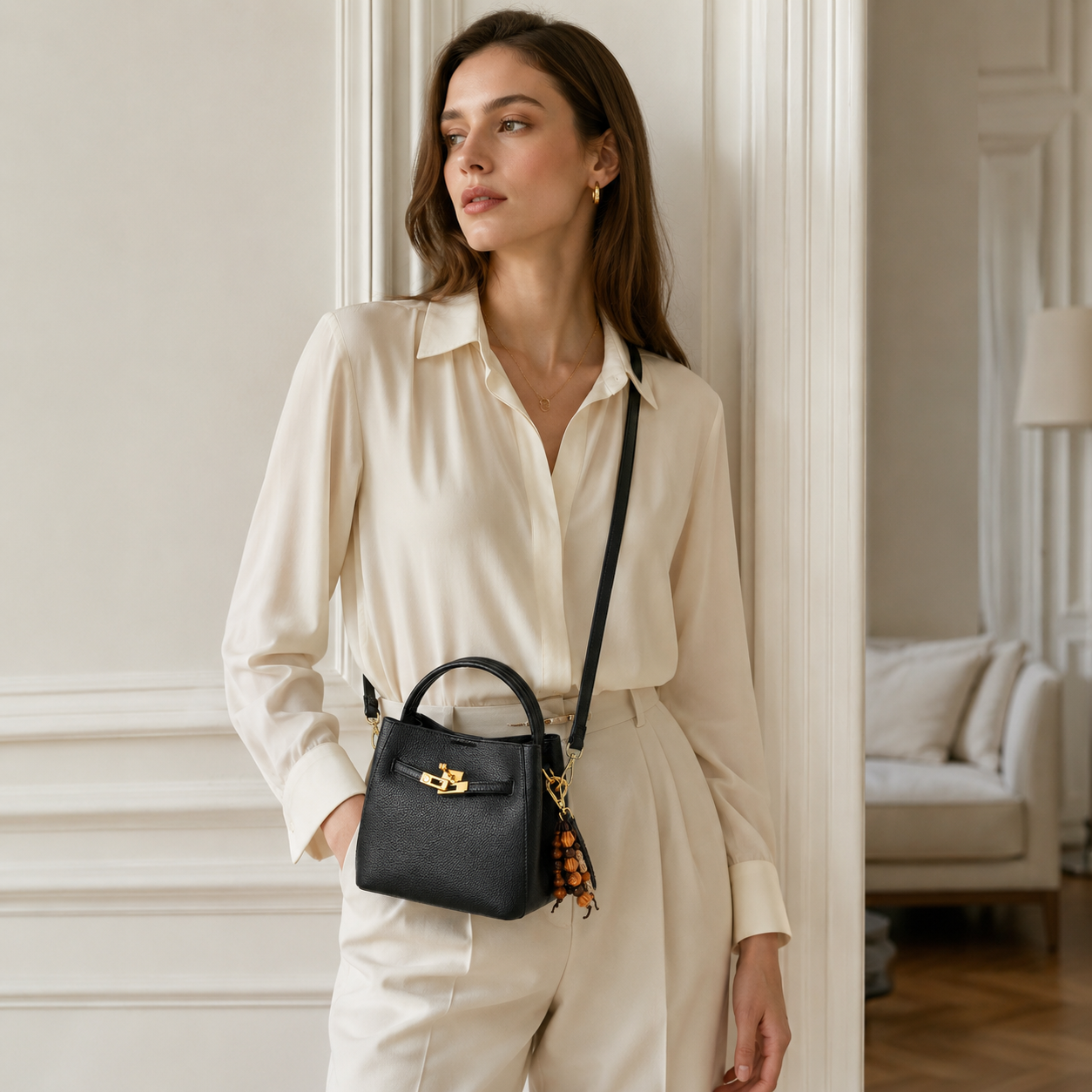 Noir Belle Mini Bucket Bag HU006