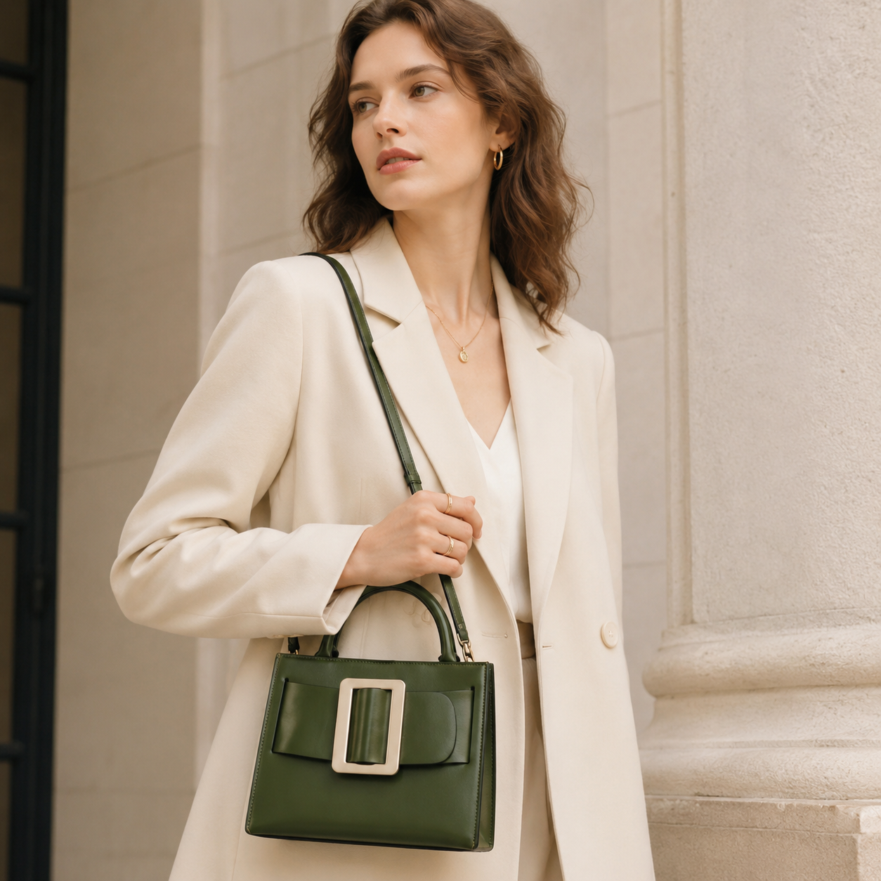 Odette Sculpted Buckle Top Handle Bag W20
