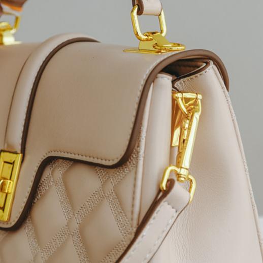 Celina Quilted Lambskin-Feel Top Handle Bag with Silk Scarf DW80