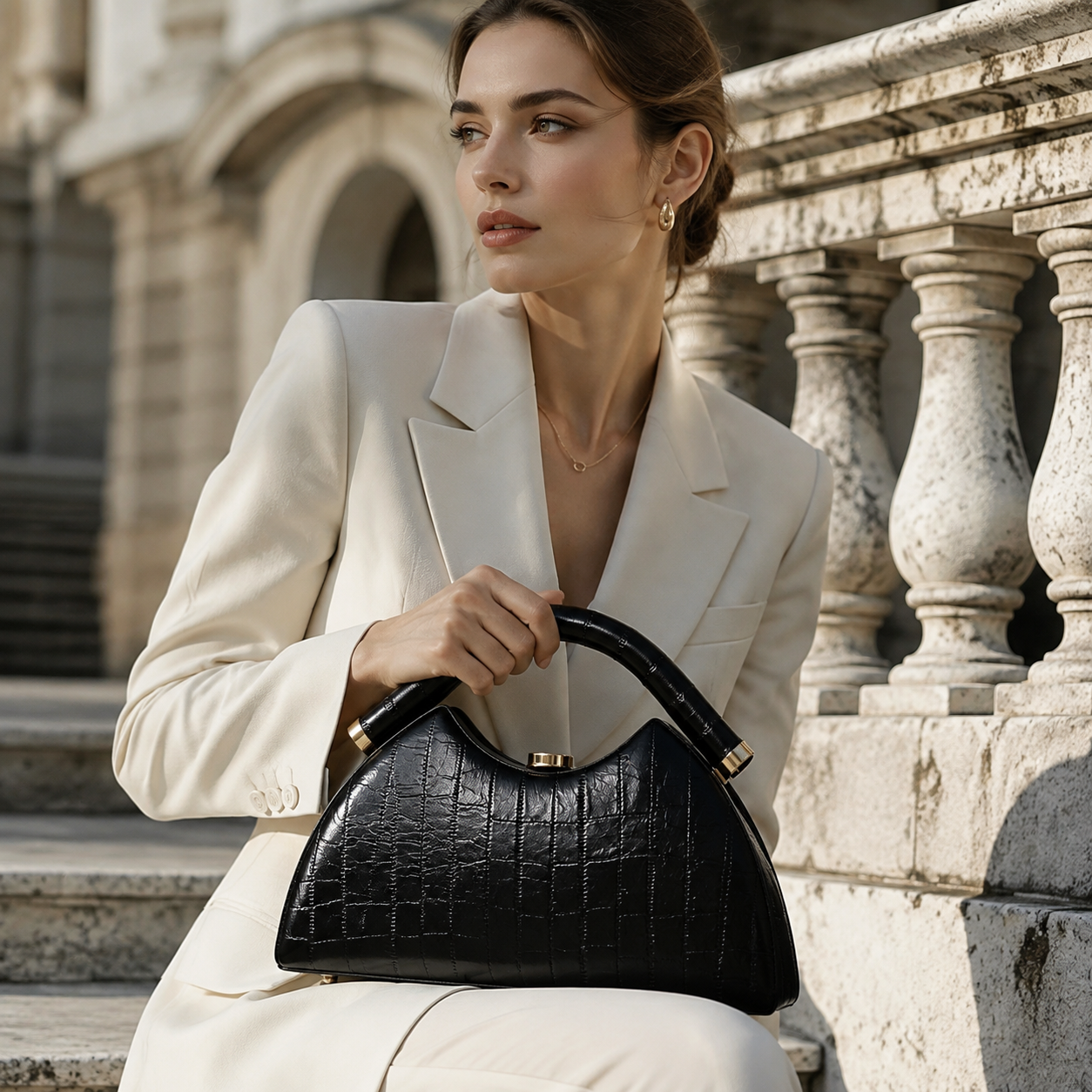 Rosalie Textured Leather Top Handle Bag CR72