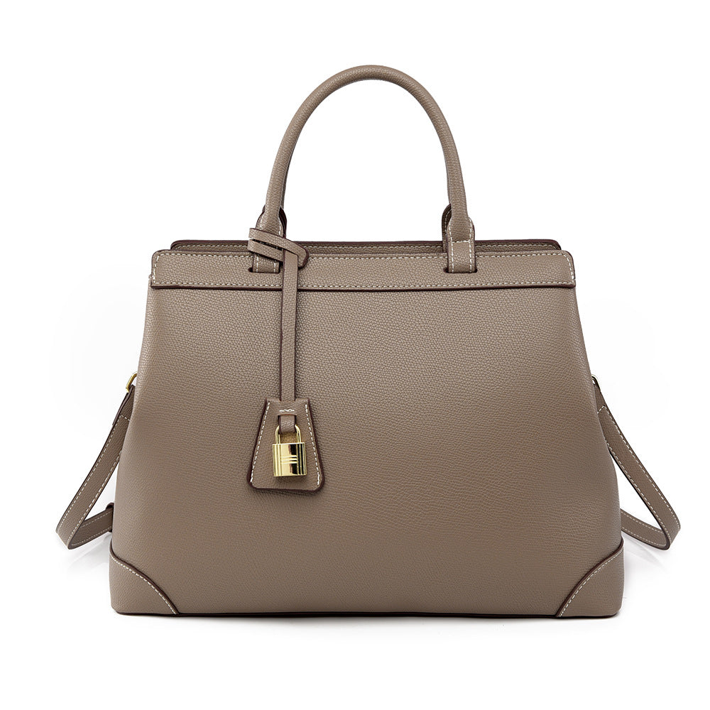 Seraphine Taupe Structured Leather Tote Bag ST33