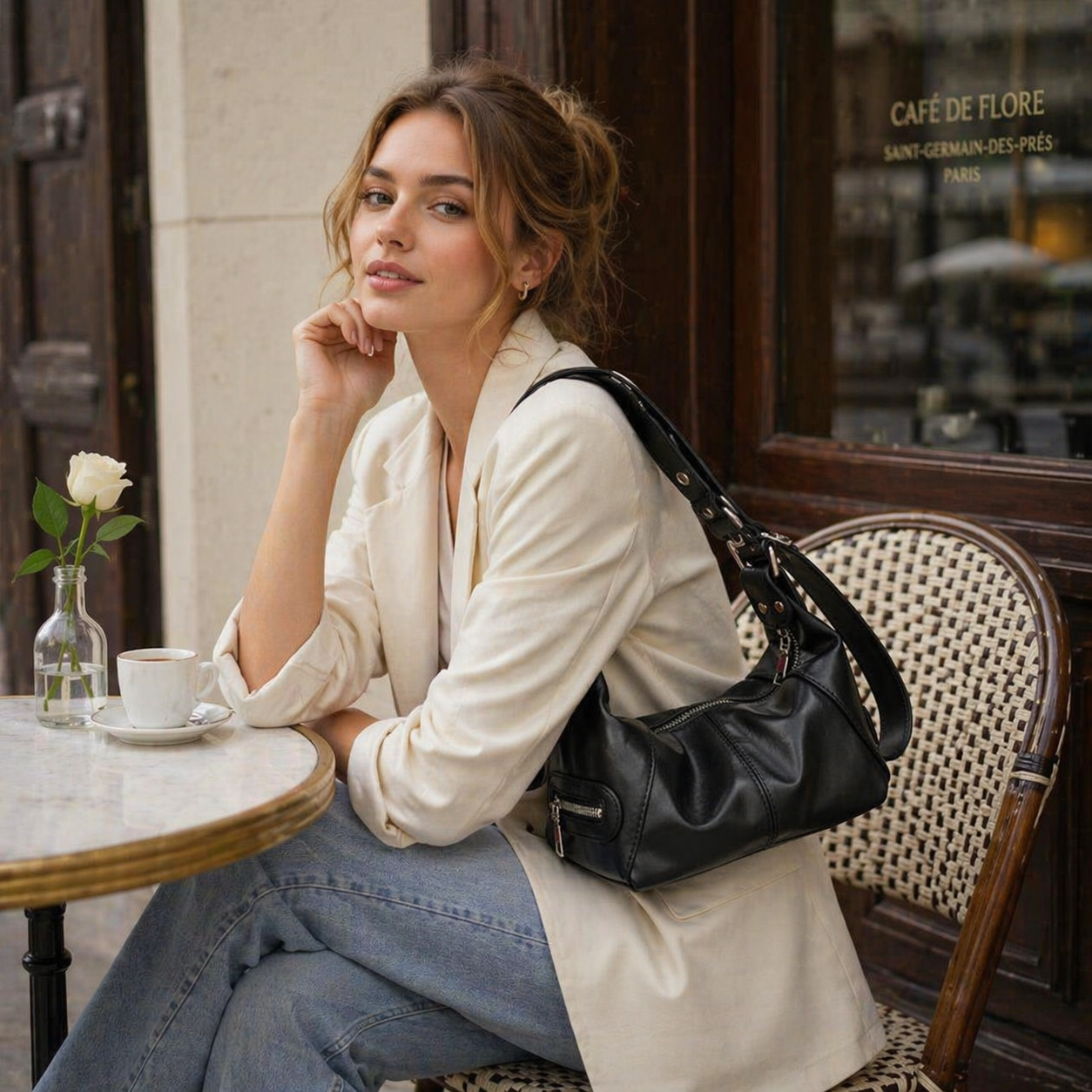 Soft Crescent Bag in Smooth Vegan Leather DW60