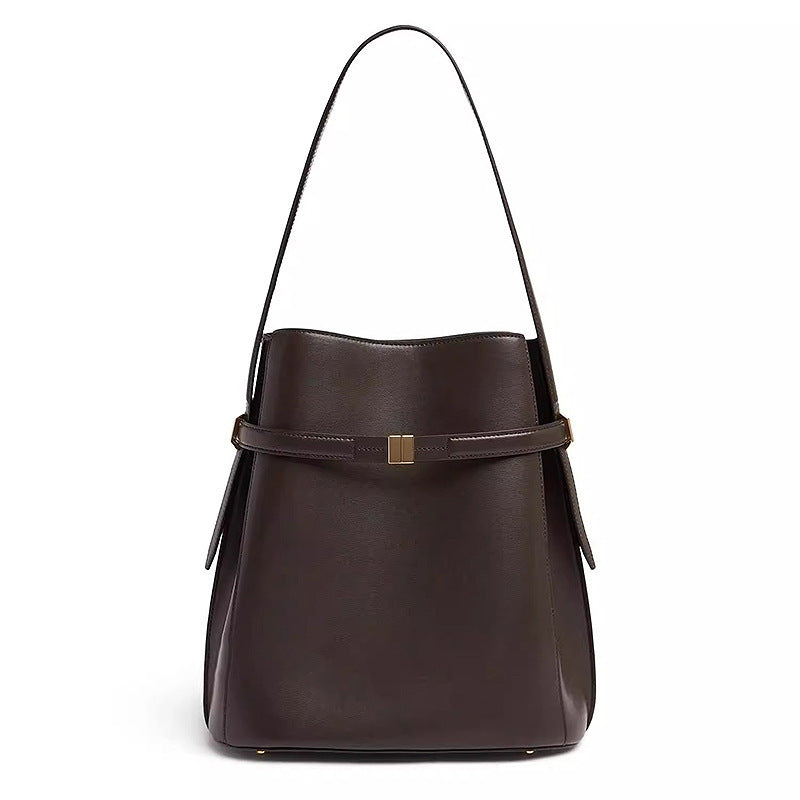 Vivienne Leather Bucket Tote Bag BK42