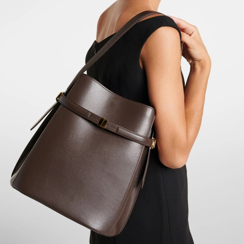 Vivienne Leather Bucket Tote Bag BK42