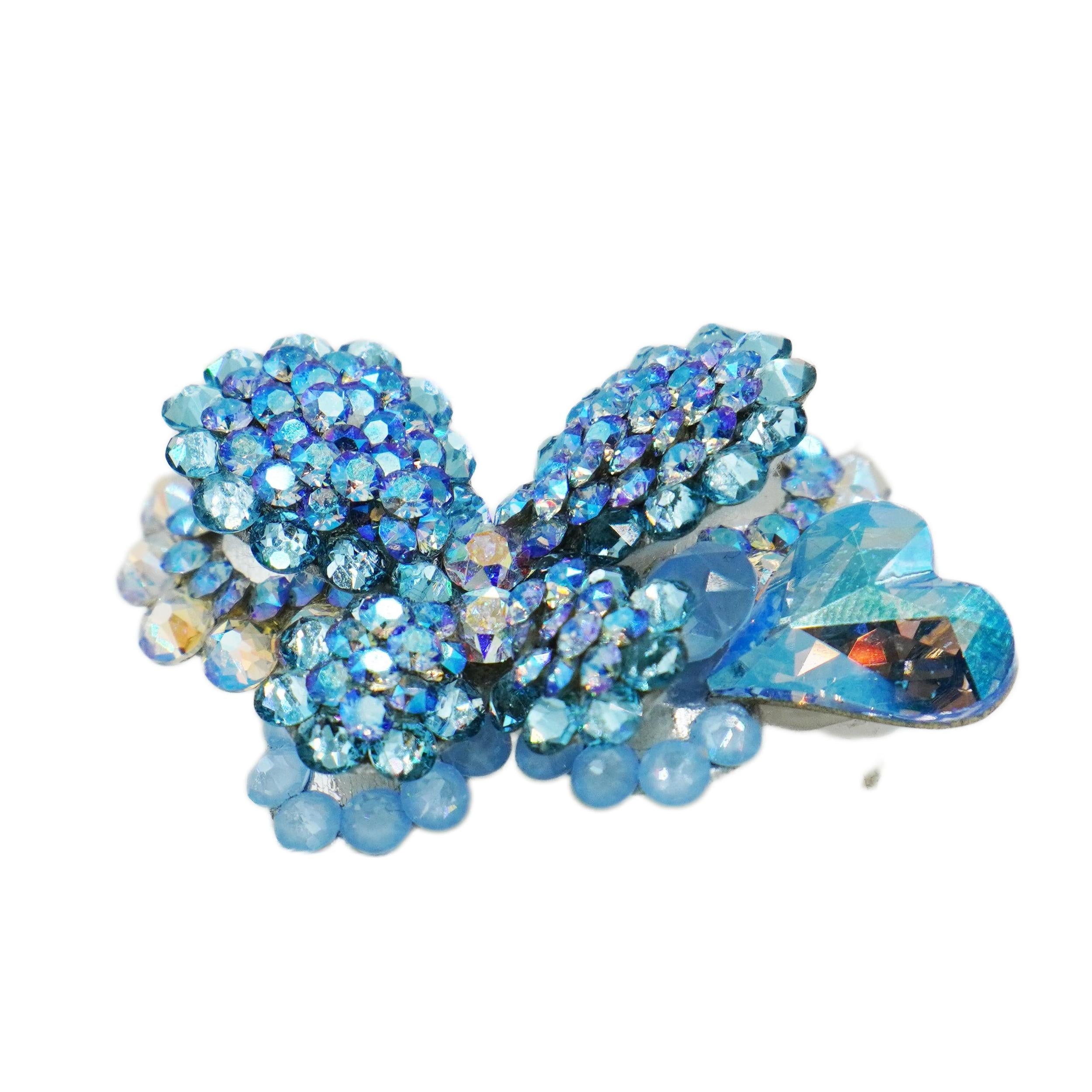 Lunapaw 3D Double-Layer Heart & Butterfly Luxe Crystal Top Clip TP13