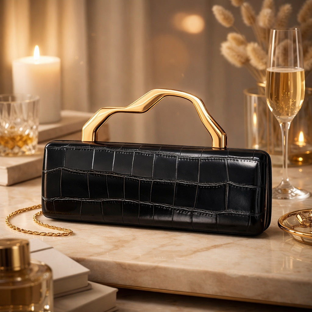 Éveline Croc-Embossed Evening Top Handle Bag EV25