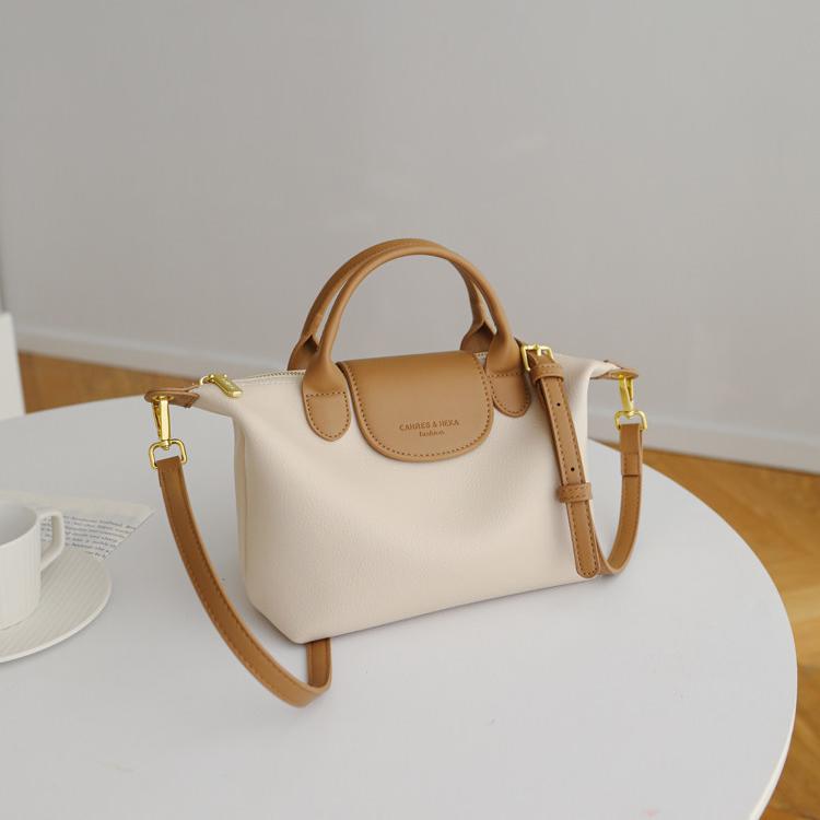 Amélie Contrast-Trim Vegan Leather Top Handle Bag AM29
