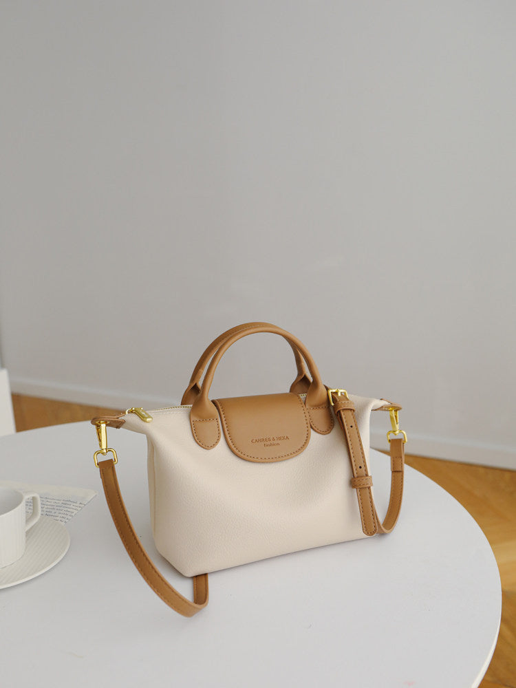 Amélie Contrast-Trim Vegan Leather Top Handle Bag AM29