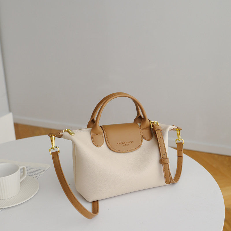 Amélie Contrast-Trim Vegan Leather Top Handle Bag AM29