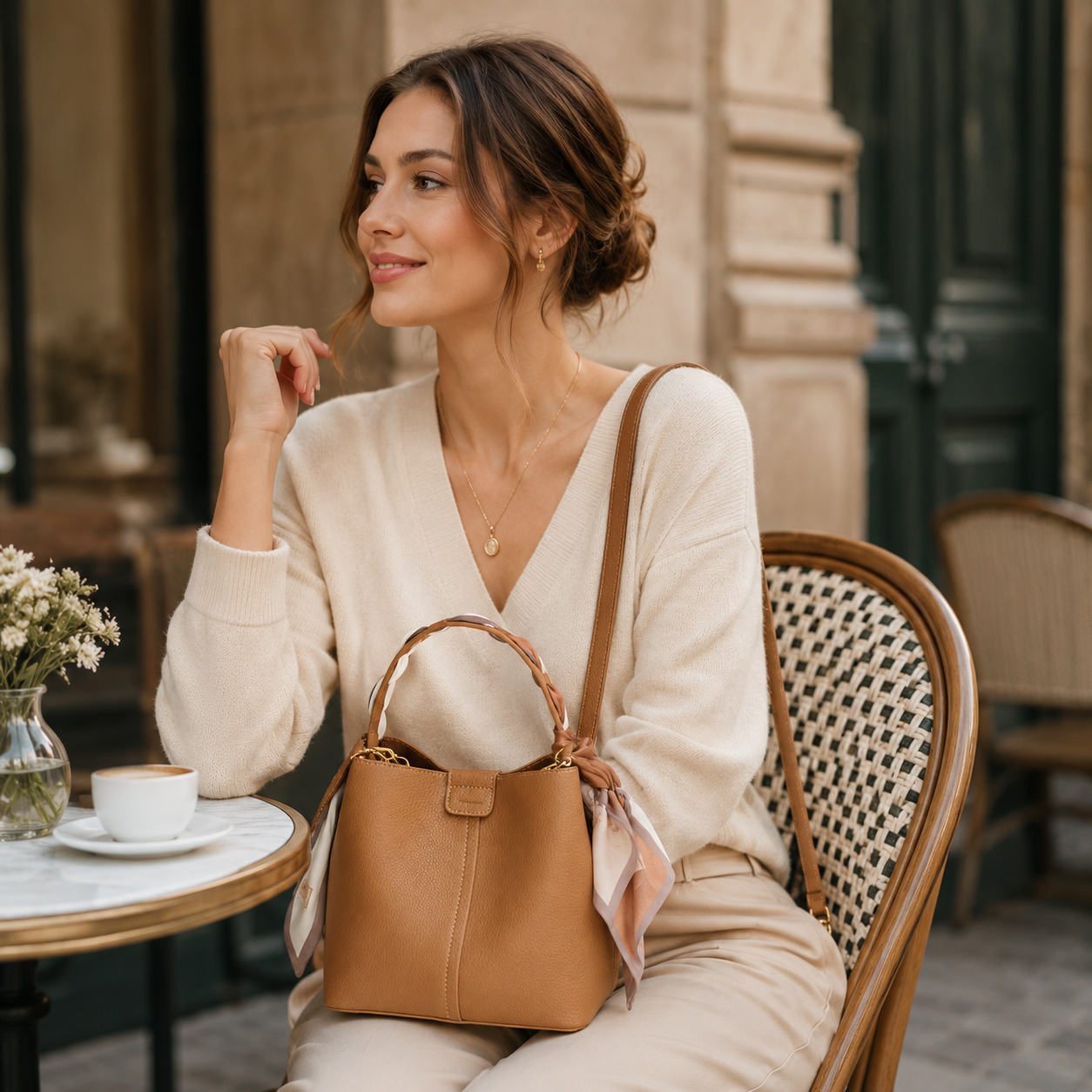 Amelie Ivory Mini Top Handle Bag CW30