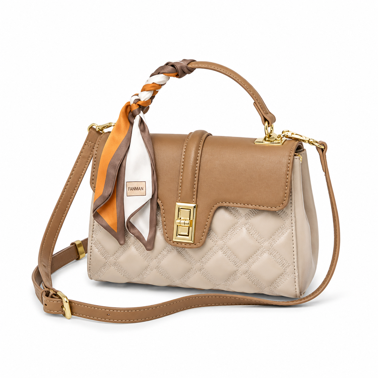 Amélie Quilted Lambskin-Texture Satchel DW504