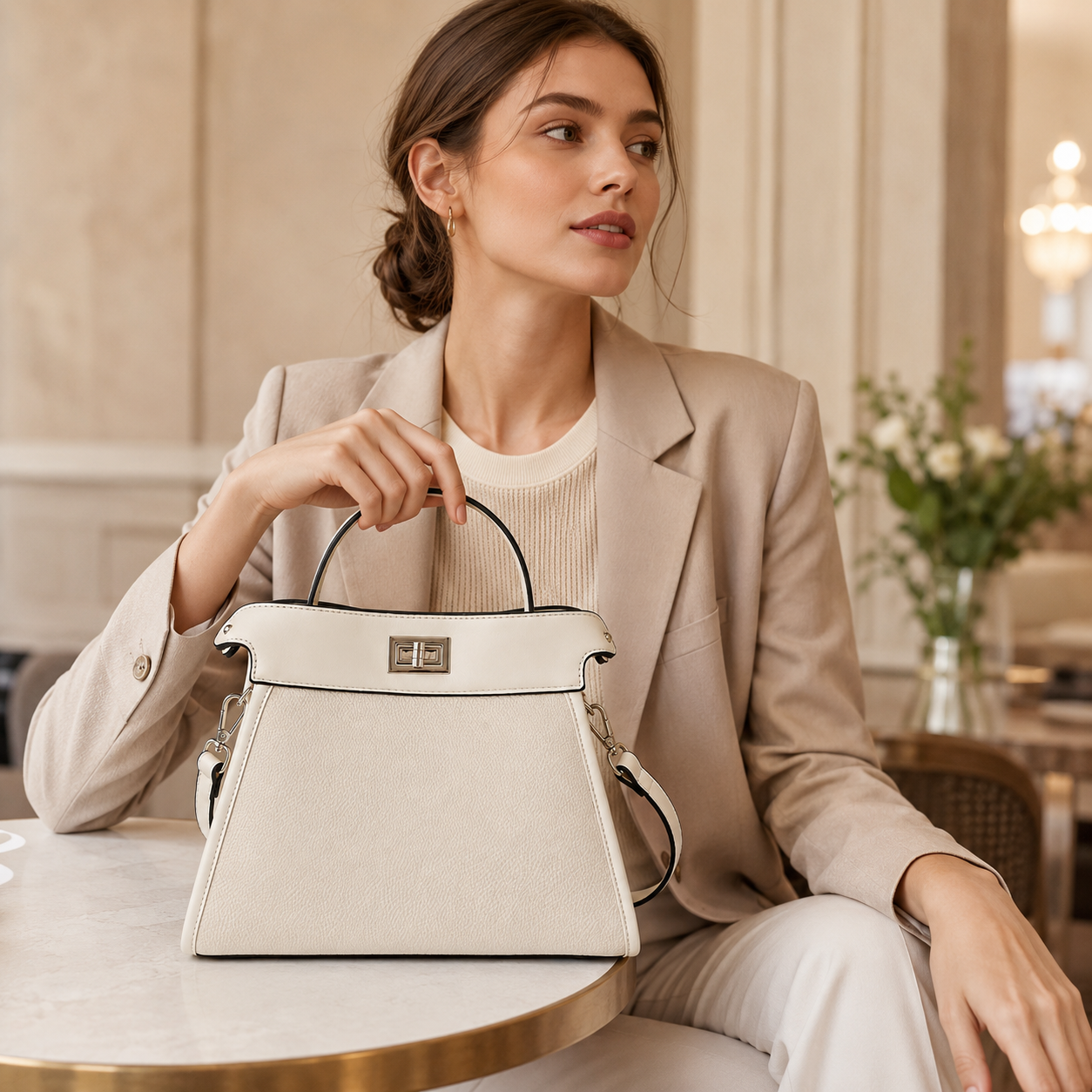 Aurelia Ivory Top Handle Bag MZ341