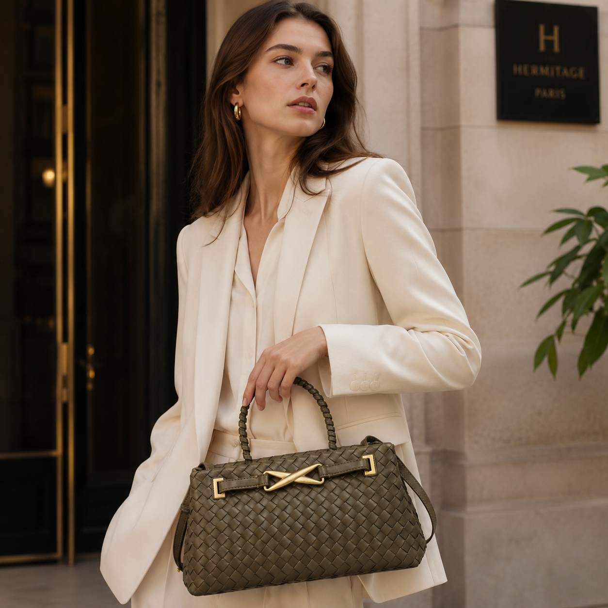 Aurette Woven Top Handle Bag CT46