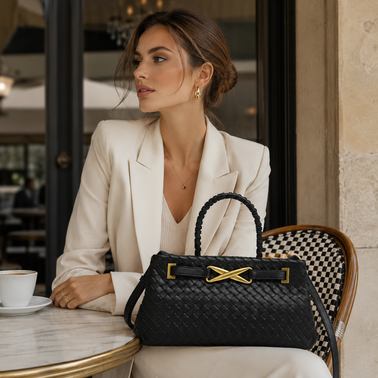 Aurette Woven Top Handle Bag CT46