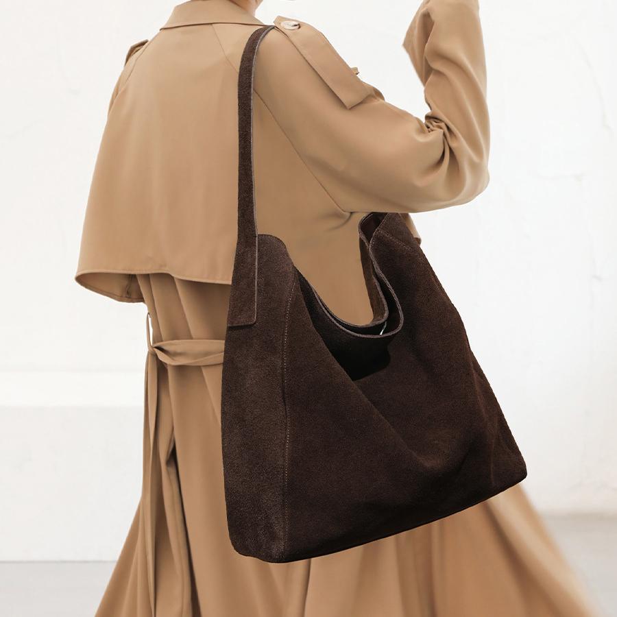 Aveline Brown Suede Hobo Tote Bag HB35