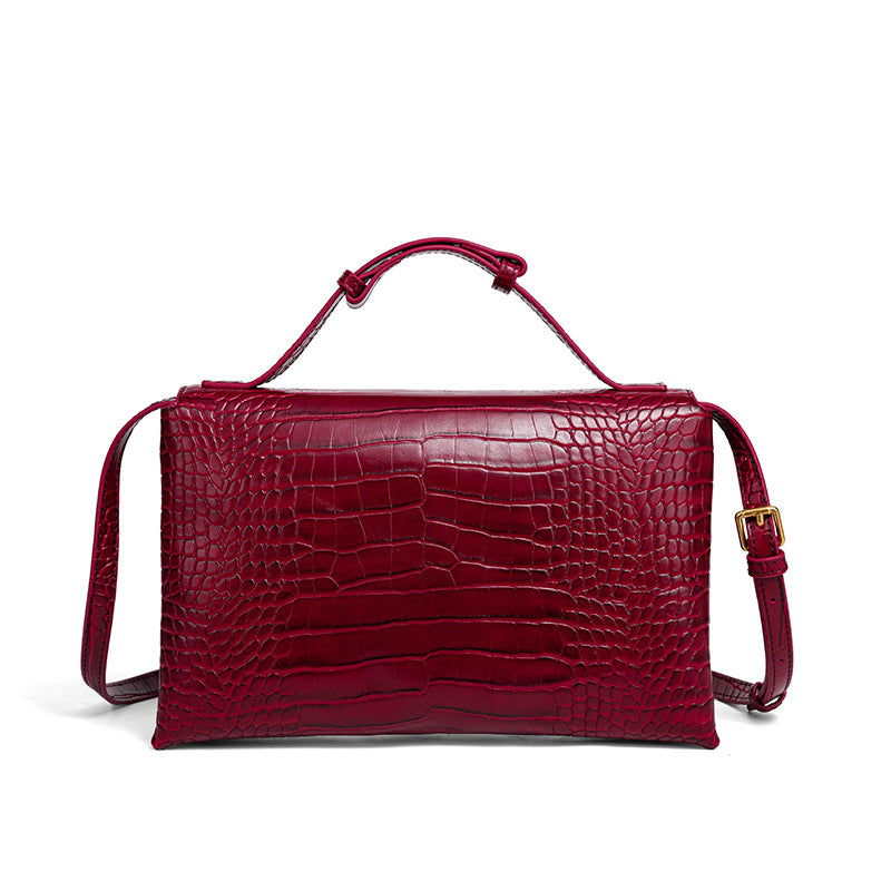 Camille Croc-Embossed Top Handle Bag TR80