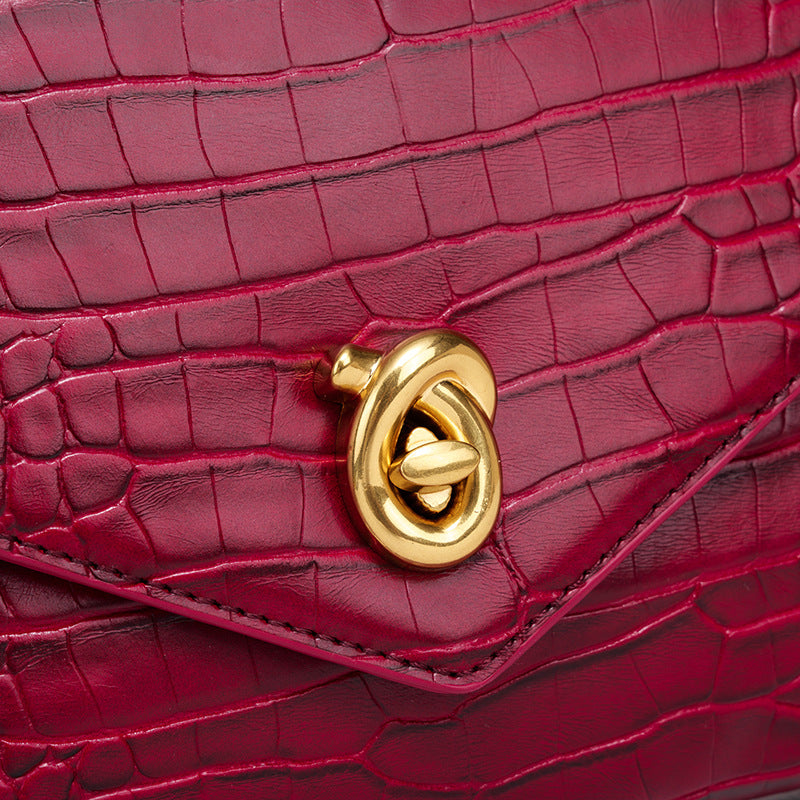 Camille Croc-Embossed Top Handle Bag TR80