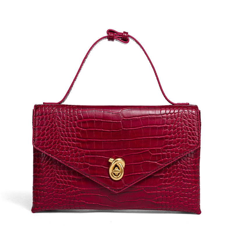 Camille Croc-Embossed Top Handle Bag TR80