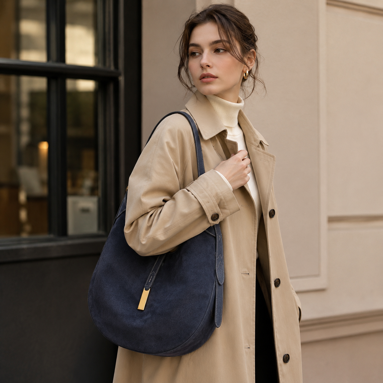 Camille Suede Hobo Shoulder Bag HB40