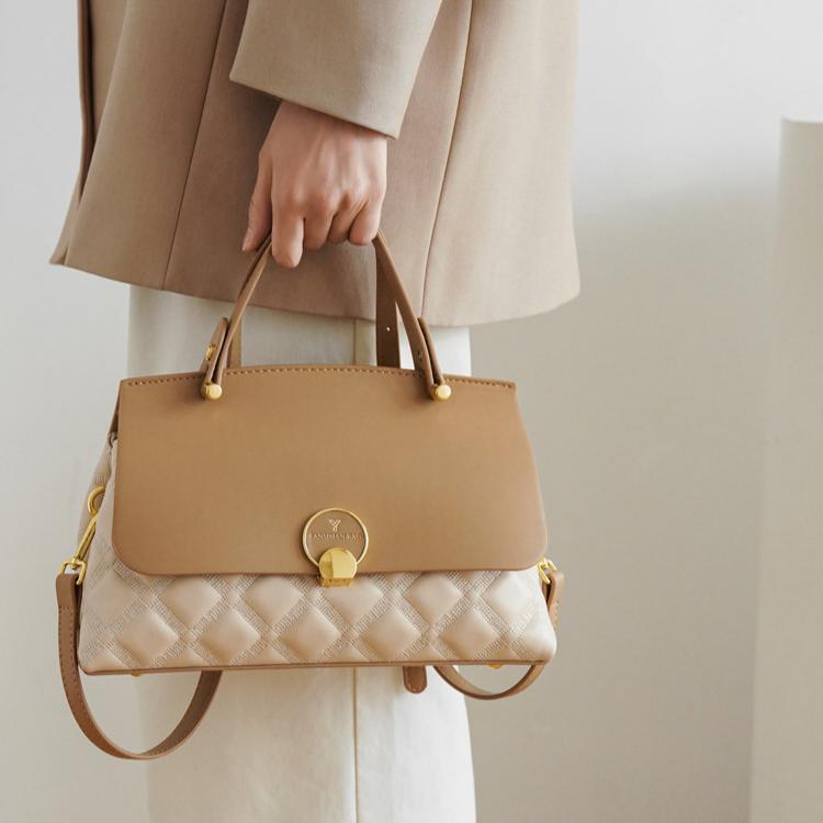Camille Two-Tone Top Handle Bag HT64