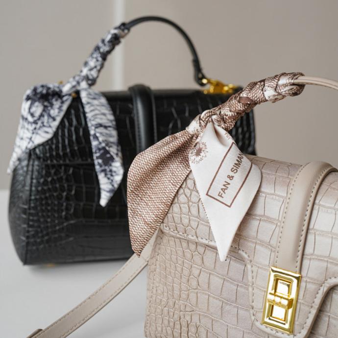 Croc-Embossed Structured Boston Crossbody Bag DW17