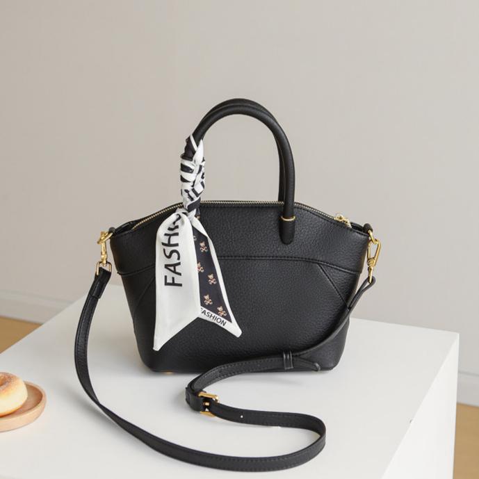 Elegant Lychee-Grain Leather Top Handle Crossbody Bag DW85